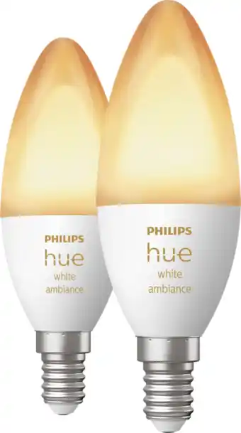 Coolblue Philips Hue Kaarslamp White Ambiance E14 Duo pack aanbieding
