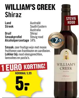 Dirck 3 William's creek Shiraz aanbieding