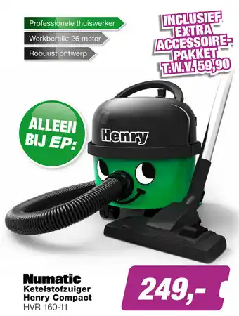 EP Numatic Ketelstofzuiger Henry Compact HVR 160-11 aanbieding