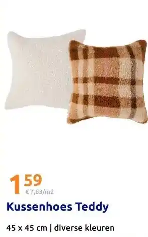 Action Kussenhoes Teddy aanbieding