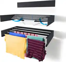 Bol.com Novoz Wanddroogrek - Inklapbaar - Droogrek - Wasrek - 4 M drooglengte - 80 CM x 5 - Zwart aanbieding