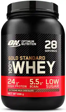 Amazon Optimum Nutrition Gold Standard 100% Whey Eiwitpoeder, Extreme Milk Chocolate, 896g, 28 Porties aanbieding