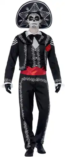 Amazon Day of the Dead Bones Costume Black (M) aanbieding