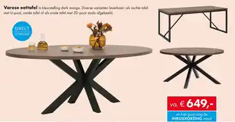 Woonsquare Varese eettafel aanbieding