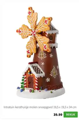 Intratuin Intratuin kersthuisje molen snoepgoed 19,5 x 19,5 x 34 cm aanbieding