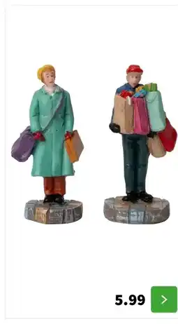 Intratuin Intratuin kerstdorpminiatuur mensen 4,3 x 2,8 x 7,5 cm 2 stuks aanbieding