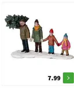Intratuin Intratuin kerstdorpminiatuur familie met boom 12,8 x 5,5 x 8 cm aanbieding