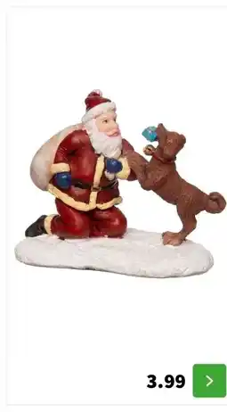 Intratuin Intratuin kerstdorpminiatuur kerstman met hond 6 x 3 x 5 cm aanbieding