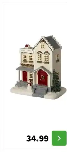 Intratuin Intratuin kersthuisje huis met sneeuwpop 25 x 15 x 26,7 cm aanbieding