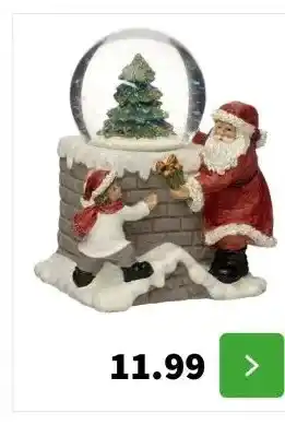 Intratuin Intratuin sneeuwbol wensput grijs / rood met verlichting 11 x 8,5 x 12,5 cm aanbieding
