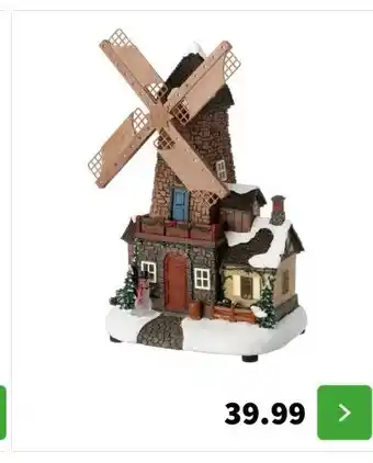 Intratuin Intratuin kersthuisje molen 20,5 x 15 x 33 cm aanbieding