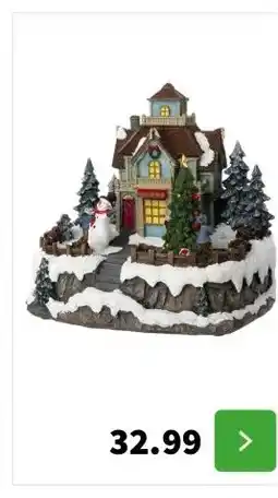 Intratuin Intratuin kerstdorp sneeuwpop bij huis 21,8 x 19,3 x 23,3 cm aanbieding