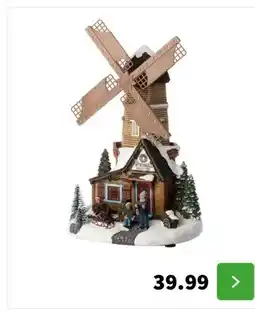 Intratuin Intratuin kersthuisje molen 20,5 x 17 x 34 cm aanbieding