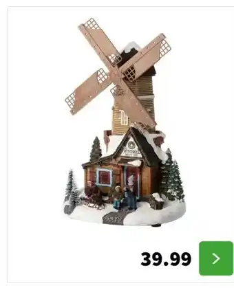 Intratuin Intratuin kersthuisje molen 20,5 x 17 x 34 cm aanbieding