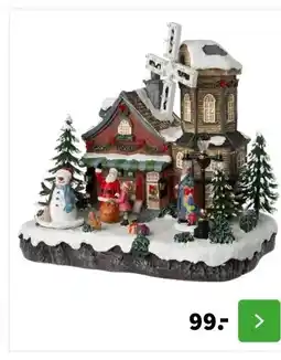 Intratuin Intratuin kerstdorp huis met molen 28 x 22 x 25 cm aanbieding