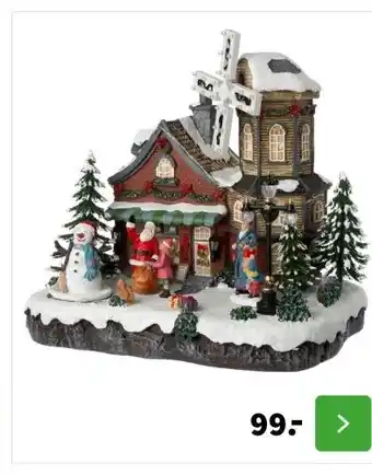 Intratuin Intratuin kerstdorp huis met molen 28 x 22 x 25 cm aanbieding