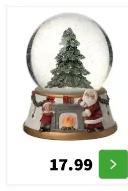 Intratuin Intratuin sneeuwbol kerstman bij openhaard D 11 H 15 cm aanbieding