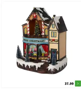 Intratuin Intratuin kersthuisje kerk merry christmas 21 x 15,5 x 27 cm aanbieding