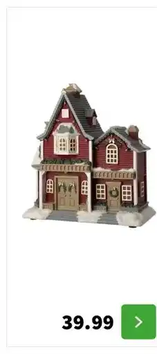 Intratuin Intratuin kersthuisje huizen met krans 26 x 13,5 x 28,5 cm aanbieding