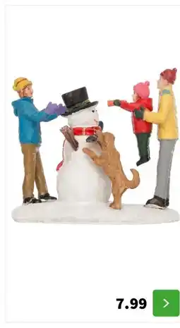 Intratuin Intratuin kerstdorpminiatuur kind met sneeuwpop 8,5 x 4,5 x 7 cm aanbieding