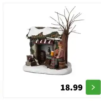 Intratuin Intratuin kerstdorpminiatuur winkeltje 12 x 9,5 x 13,5 cm aanbieding