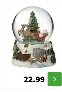 Intratuin Intratuin sneeuwbol kerstman op slee grijs / wit D 13 H 17,1 cm aanbieding
