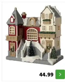 Intratuin Intratuin kersthuisje villa met kerstboom 27,2 x 15,2 x 28,5 cm aanbieding