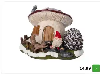 Intratuin Intratuin kerstdorpminiatuur kabouter paddestoel 19,5 x 14,5 x 13,5 cm aanbieding