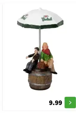 Intratuin Intratuin kerstdorpminiatuur ton met parasol 7 x 7 x 13,5 cm aanbieding