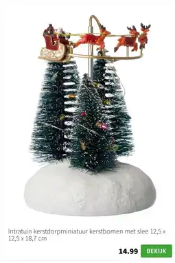 Intratuin Intratuin kerstdorpminiatuur kerstbomen met slee 12,5 x 12,5 x 18,7 cm aanbieding