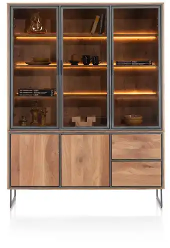 Henders & Hazel Trapani, buffet 160 cm - 3-glasdeuren + 2-deuren + 2-laden (+ LED) aanbieding
