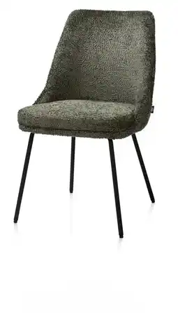 Henders & Hazel Isaac, eetkamerstoel - 4-pootjes - rough off black - stof Derby - Groen aanbieding