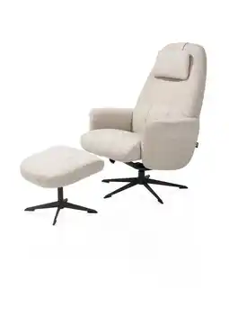 Henders & Hazel Torino, relaxfauteuil incl. poef - grafiet frame - stof Cloudy - beige aanbieding