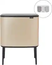 Bol.com Brabantia Bo Touch Bin Prullenbak Afvalscheiding - 3 x 11 liter - Metallic Gold aanbieding