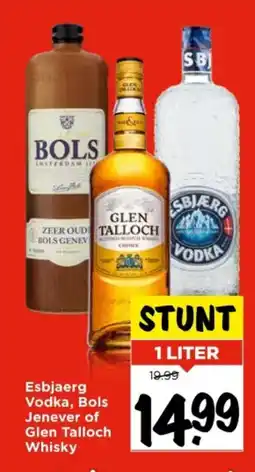 Vomar Voordeelmarkt Esbjaerg Vodka, Bols Jenever of Glen Talloch Whisky aanbieding
