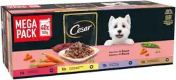 Amazon Cesar Selection in Sauce Premium natvoer voor honden, in portiezak, 4 soorten, 40 x 100 g aanbieding