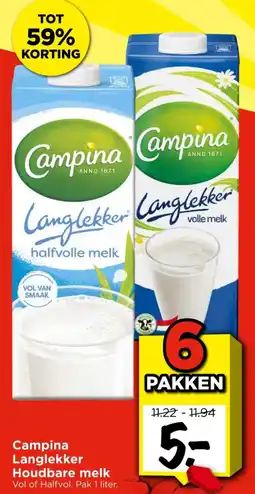 Vomar Voordeelmarkt Campina Langlekker Houdbare melk aanbieding
