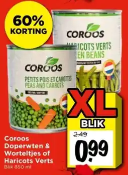 Vomar Voordeelmarkt Doperwten & Worteltjes of Haricots Verts aanbieding