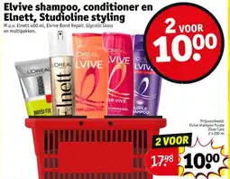 Kruidvat Elvive shampoo conditioner en elnett studioline styling aanbieding