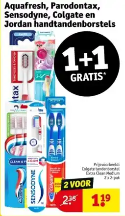 Kruidvat Aquafresh parodontax sensodyne, colgate en jordan handtandenborstels aanbieding