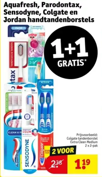 Kruidvat Aquafresh parodontax sensodyne, colgate en jordan handtandenborstels aanbieding