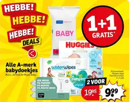 Kruidvat Alle A-merk babydoekjes aanbieding