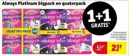 Kruidvat Always platinum bigpack en quaterpack aanbieding