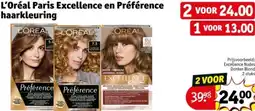 Kruidvat L'Oréal Paris Excellence en Préférence haarkleuring aanbieding