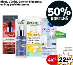 Kruidvat Nivea, L'Oréal, Garnier, Biodermal en Olay gezichtsserums aanbieding