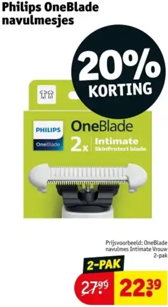 Kruidvat Philips OneBlade navulmesjes aanbieding