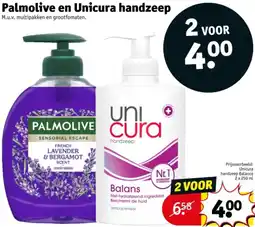 Kruidvat Palmolive en Unicura handzeep aanbieding