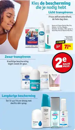 Kruidvat Keuze uit Sanex Dermo Max Pro, Odorex, 1-2 Dry, Obadan, Deoleen, Persiplex, D02, Syneo 5, Dove Max Pro en Rexona Max Pro. aanbieding