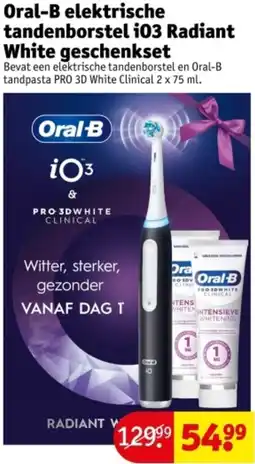 Kruidvat Oral-B elektrische tandenborstel i03 Radiant White geschenkset aanbieding