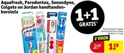 Kruidvat Aquafresh, Parodontax, Sensodyne, Colgate en Jordan handtandenborstels aanbieding